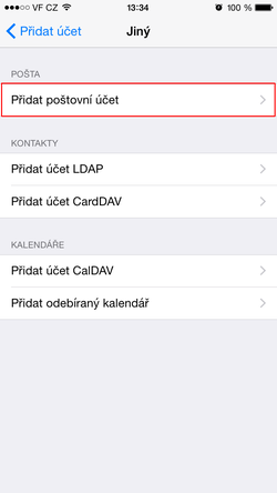 Přidat poštovní účet